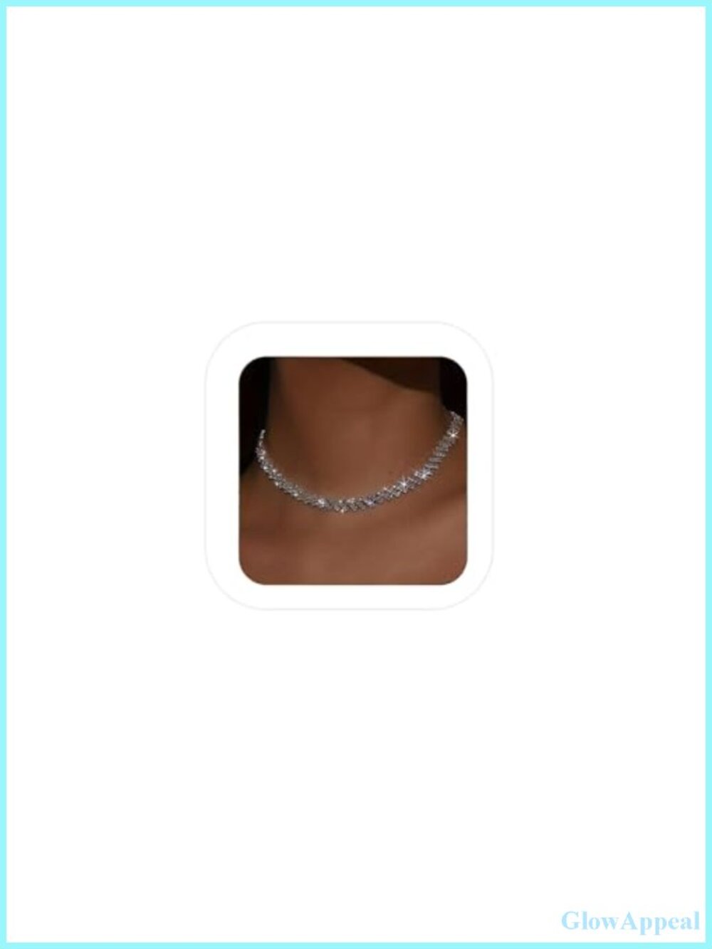 Rhinestone Choker Necklace Set Silver Tone Adjustable Formal Party